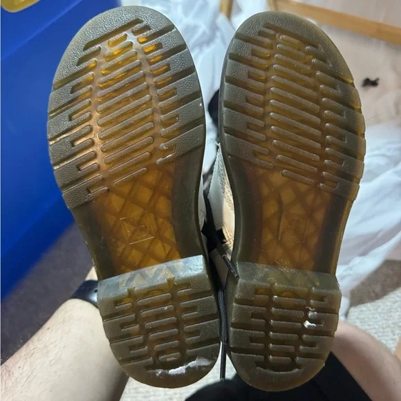 Dr. Martens Kids Zavala J White Leather Combat Boots Side Zip Girls Size 2 - Picture 5 of 7